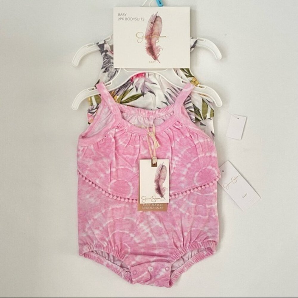 Jessica Simpson Baby Girl PINK TIE DYE Bodysuit 2-Pack Size 3-6 Months